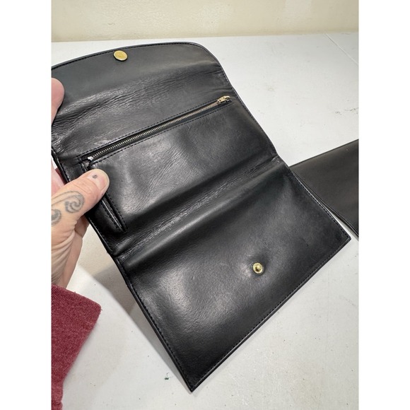 VTG Coach Wallet Black Leather Long Slim Card Organizer Checkbook Insert - Picture 14 of 16